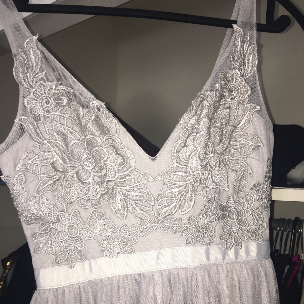 Gray tulle maxi dress